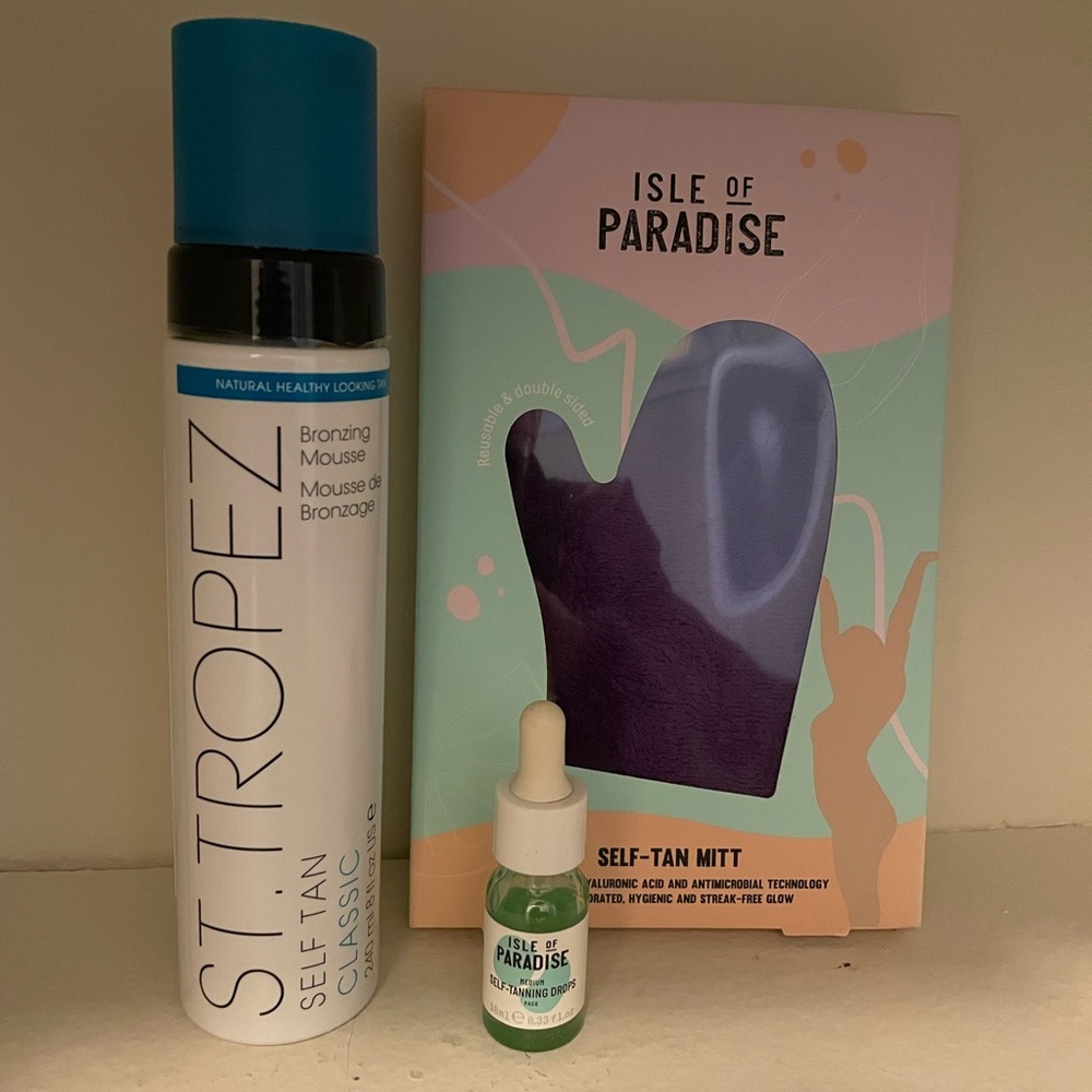 Self Tanner St. Tropez self Tan Bronzing Mousse Isle of Paradise drops face Mitt